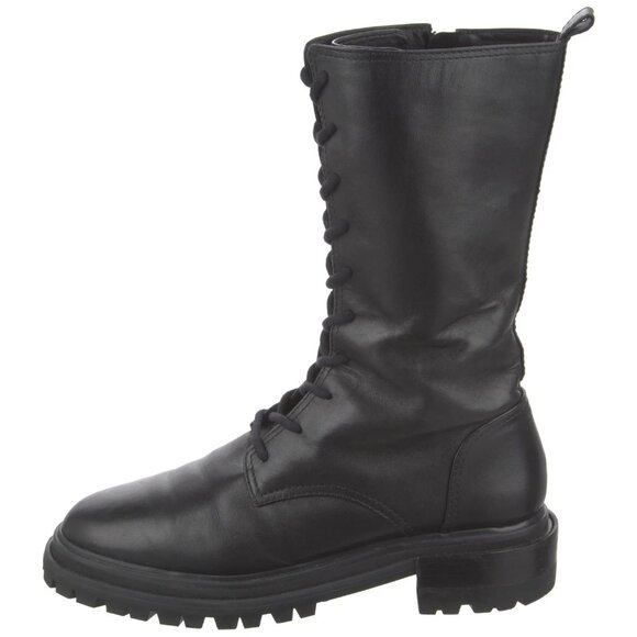 PORTE & PAIRE BLACK LEATHER COMBAT BIKER MOTO BOOTS SIZE 40 FR 10 US - Picture 1 of 9